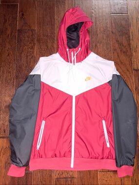 Nike Colorblock Windbreaker Jacket - Pink, White & Gray